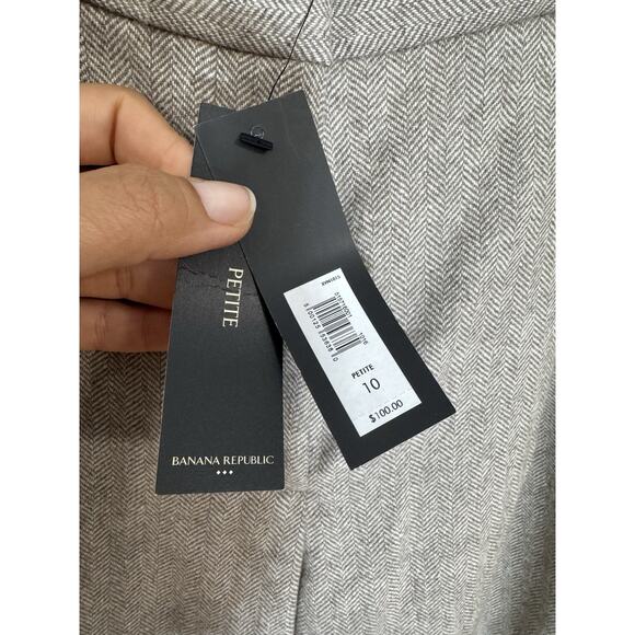 Banana Rep. Women Straight Wool-Blend Herringbone Trouser Puddle Pant 10 Preppy - Picture 3 of 8